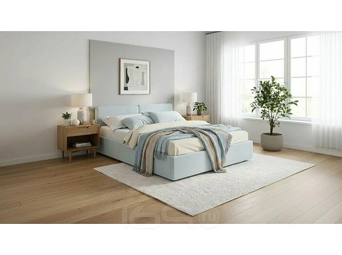 Кровать Erika с матрасом велюр мята пастель С П/М 1600x2000, ортопедическое основание, изголовье мягкое