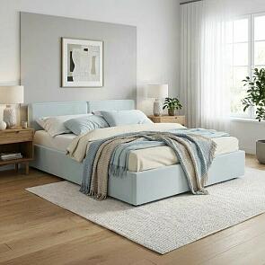 Кровать Erika с матрасом велюр мята пастель С П/М 1600x2000, ортопедическое основание, изголовье мягкое