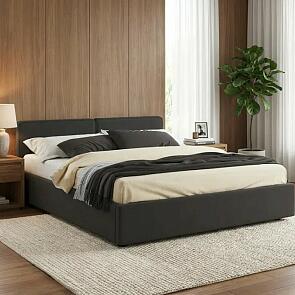 Кровать Erika с матрасом велюр шоколад С П/М 1600x2000, ортопедическое основание, изголовье мягкое