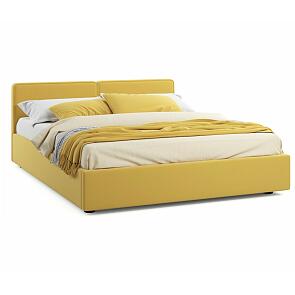 Кровать Erika с матрасом велюр желтый С П/М 1600x2000, ортопедическое основание, изголовье мягкое