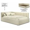 Кровать Milena с матрасом велюр бежевый без П/М 1200x2000, изголовье мягкое