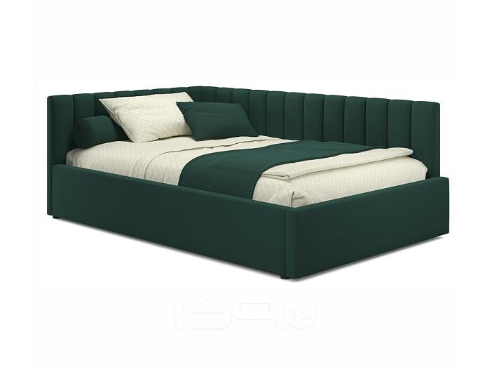 Мягкая кровать Milena 1200 изумруд с ортопедическим основанием