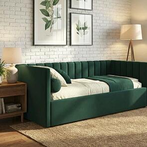 Кровать Milena с матрасом велюр изумруд без П/М 1200x2000, изголовье мягкое