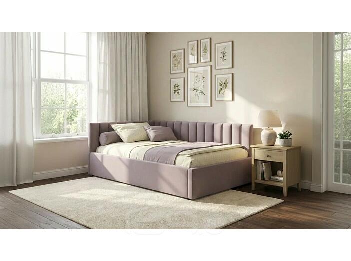 Кровать Milena с матрасом велюр лиловый без П/М 1200x2000, изголовье мягкое