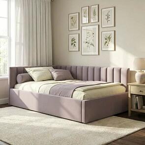 Кровать Milena с матрасом велюр лиловый без П/М 1200x2000, изголовье мягкое