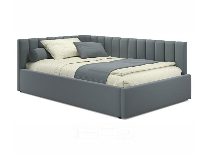 Мягкая кровать Milena 1200 серая с ортопедическим основанием