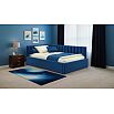 Кровать Milena с матрасом велюр синий без П/М 1200x2000, изголовье мягкое