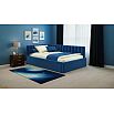 Кровать Milena с матрасом велюр синий без П/М 1200x2000, изголовье мягкое
