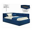 Кровать Milena с матрасом велюр синий без П/М 1200x2000, изголовье мягкое