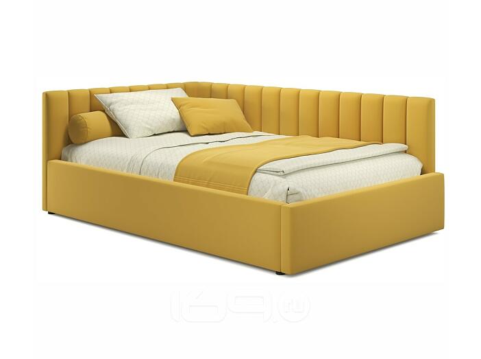 Мягкая кровать Milena 1200 желтая с ортопедическим основанием