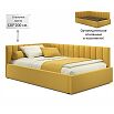 Кровать Milena с матрасом велюр желтый без П/М 1200x2000, изголовье мягкое
