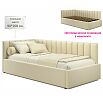 Кровать Milena с матрасом велюр бежевый без П/М 900x2000, изголовье мягкое