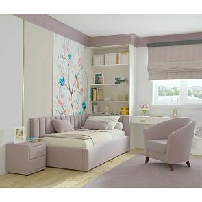 Кровать Milena с матрасом велюр лиловый С П/М 900x2000, ортопедическое основание, изголовье мягкое