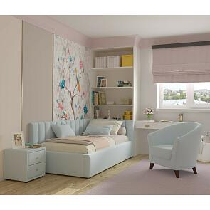 Кровать Milena с матрасом велюр мята пастель без П/М 900x2000, изголовье мягкое