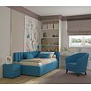 Кровать Milena с матрасом велюр синий без П/М 900x2000, изголовье мягкое