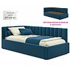 Кровать Milena с матрасом велюр синий без П/М 900x2000, изголовье мягкое
