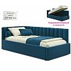 Кровать Milena с матрасом велюр синий С П/М 900x2000, ортопедическое основание, изголовье мягкое
