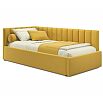 Кровать Milena с матрасом велюр жёлтый С П/М 900x2000, ортопедическое основание, изголовье мягкое