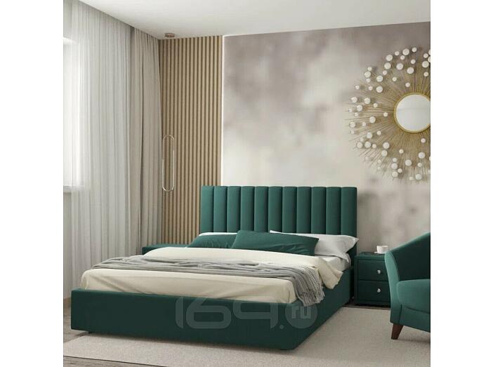 Мягкая кровать Olivia 1400 изумруд с ортопедическим основанием