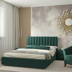 Мягкая кровать Olivia 1400 изумруд с ортопедическим основанием