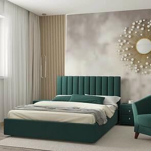 Мягкая кровать Olivia 1400 изумруд с подъемным механизмом