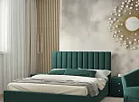 Кровать Olivia велюр изумруд С П/М 1400x2000, ортопедическое основание, изголовье мягкое