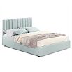 Кровать Olivia с матрасом велюр мята пастель без П/М 1400x2000, изголовье мягкое