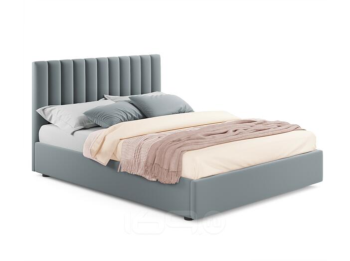Мягкая кровать Olivia 1400 серая с ортопедическим основанием