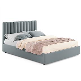 Мягкая кровать Olivia 1400 серая с ортопедическим основанием