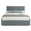 Кровать Olivia с матрасом велюр серый без П/М 1400x2000, изголовье мягкое