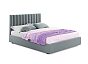 Кровать Olivia велюр серый С П/М 1400x2000, ортопедическое основание, изголовье мягкое