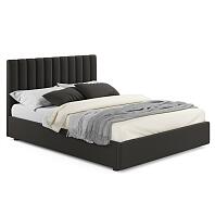 Кровать Olivia велюр шоколад без подъёмного механизма 1400x2000, изголовье мягкое