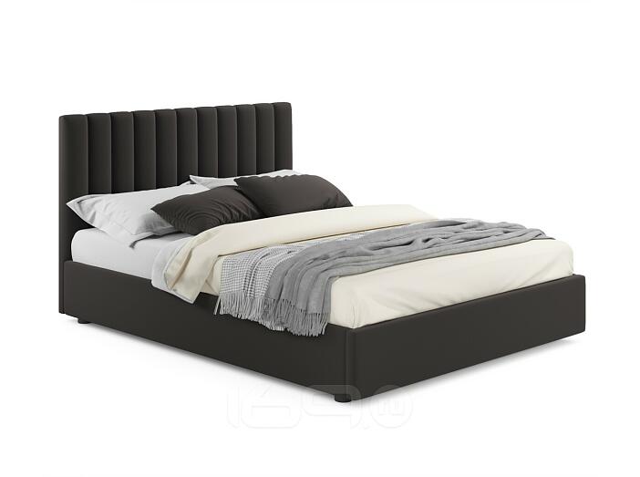 Кровать Olivia с матрасом велюр шоколад без П/М 1400x2000, изголовье мягкое