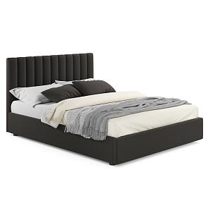 Кровать Olivia с матрасом велюр шоколад без П/М 1400x2000, изголовье мягкое
