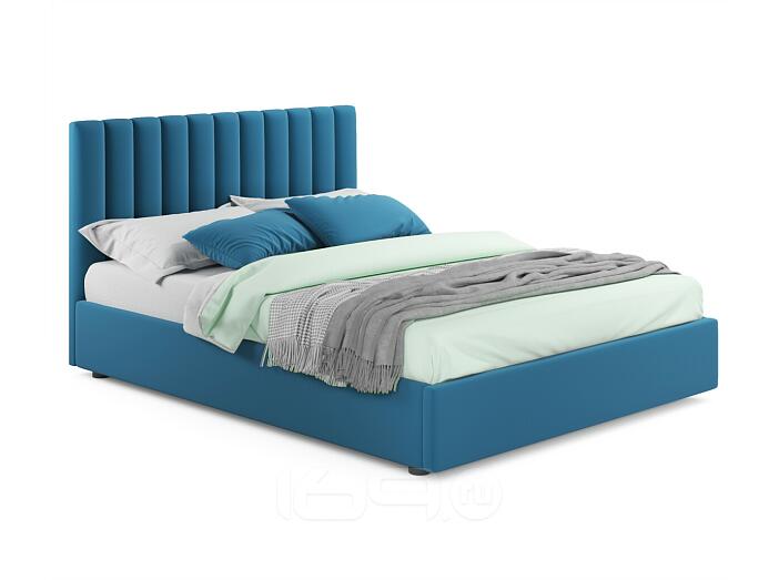 Мягкая кровать Olivia 1400 синяя с ортопедическим основанием