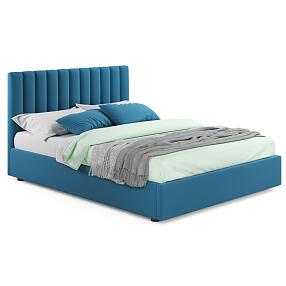 Мягкая кровать Olivia 1400 синяя с ортопедическим основанием