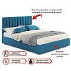 Кровать Olivia с матрасом велюр синий без П/М 1400x2000, изголовье мягкое