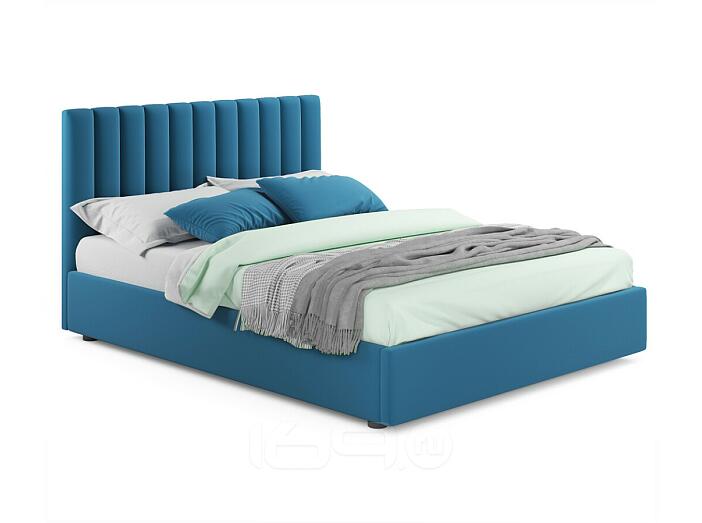 Мягкая кровать Olivia 1400 синяя с подъемным механизмом