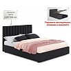 Кровать Olivia с матрасом велюр темный С П/М 1400x2000, ортопедическое основание, изголовье мягкое