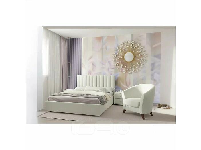 Кровать Olivia с матрасом велюр бежевый С П/М 1600x2000, ортопедическое основание, изголовье мягкое