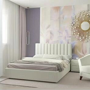 Кровать Olivia с матрасом велюр бежевый С П/М 1600x2000, ортопедическое основание, изголовье мягкое