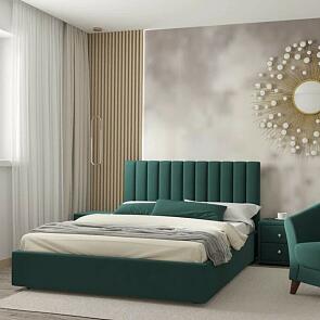 Мягкая кровать Olivia 1600 изумруд с подъемным механизмом