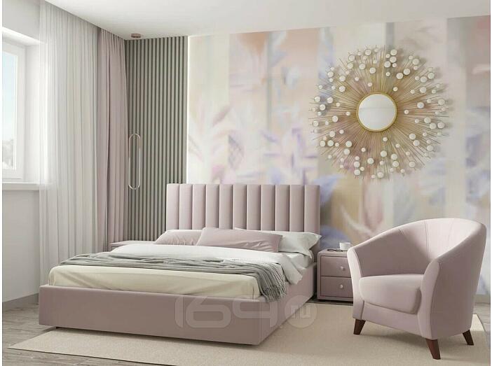 Кровать Olivia с матрасом велюр лиловый С П/М 1600x2000, ортопедическое основание, изголовье мягкое