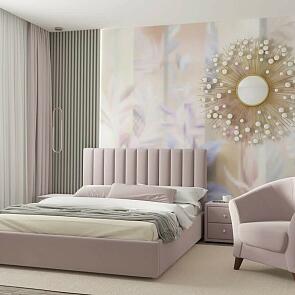 Кровать Olivia с матрасом велюр лиловый С П/М 1600x2000, ортопедическое основание, изголовье мягкое