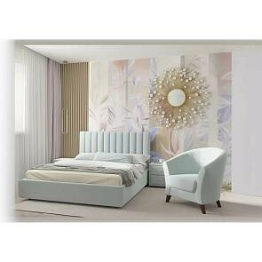 Кровать Olivia с матрасом велюр мятный С П/М 1600x2000, ортопедическое основание, изголовье мягкое