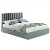 Кровать Olivia с матрасом велюр серый без П/М 1600x2000, изголовье мягкое