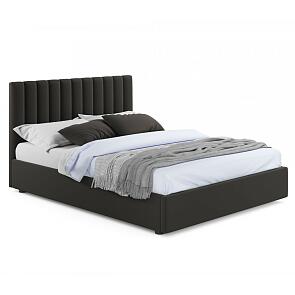 Кровать Olivia с матрасом велюр шоколадный без П/М 1600x2000, изголовье мягкое