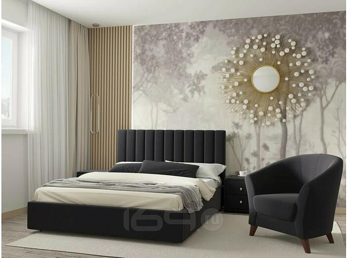 Кровать Olivia с матрасом велюр шоколадный С П/М 1600x2000, ортопедическое основание, изголовье мягкое