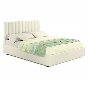 Кровать Olivia с матрасом велюр бежевый без П/М 1800x2000, изголовье мягкое