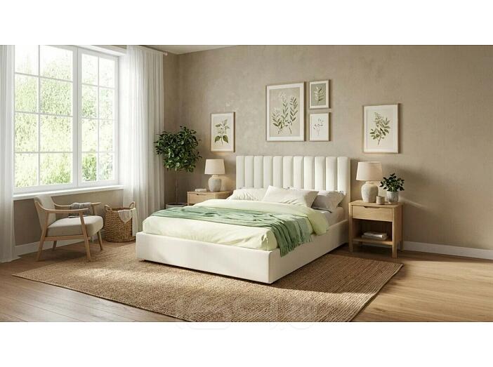 Кровать Olivia с матрасом велюр бежевый С П/М 1800x2000, ортопедическое основание, изголовье мягкое